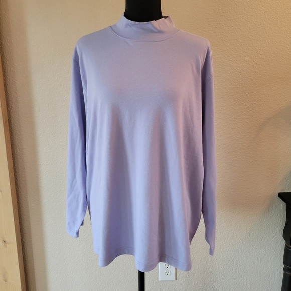 NWT ELISABETH Lavender Mock Neck Longsleeve Cotton/Lycra - Picture 1 of 7